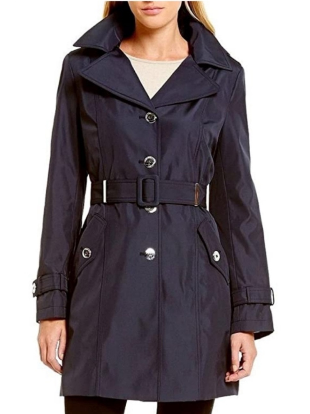 Calvin Klein Navy Trench Coat with Belt